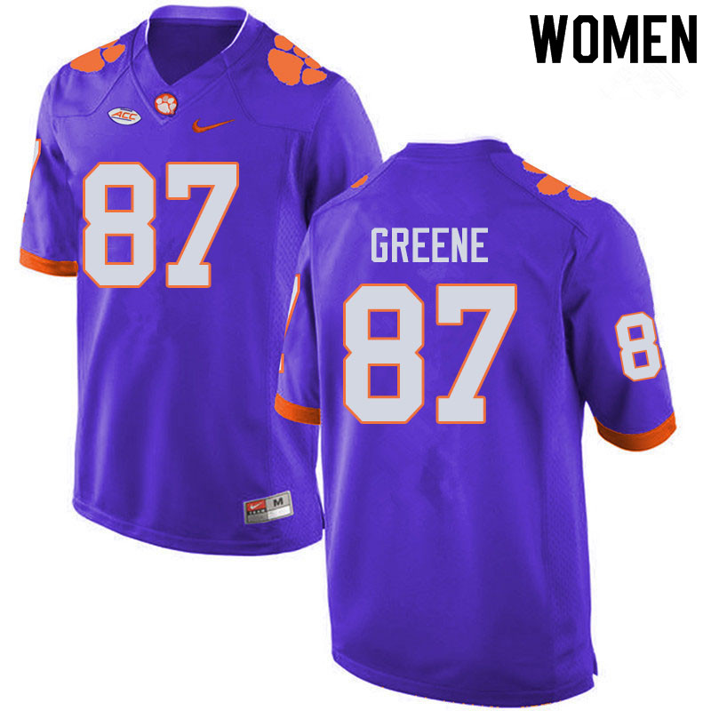 Women #87 Hamp Greene Clemson Tigers College Football Jerseys Sale-Purple